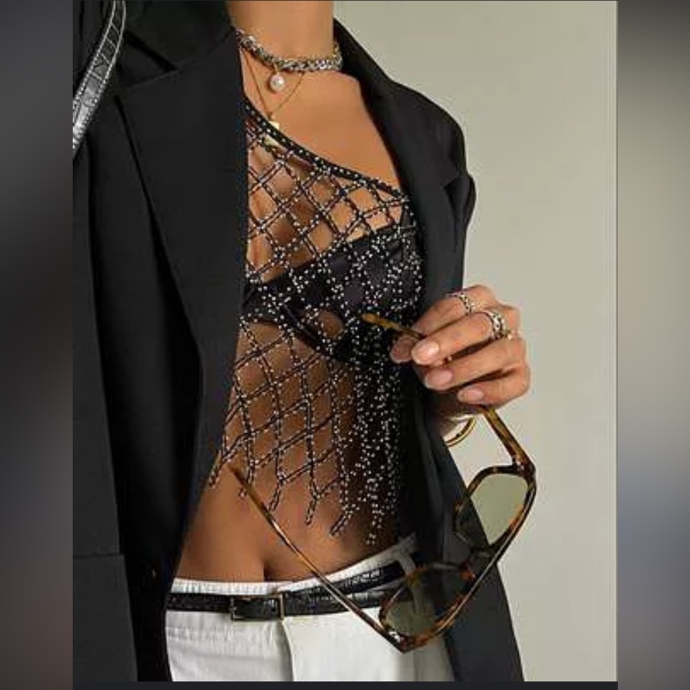 Festival ready! 12th Tribe Estelle sequin black sequin tank.